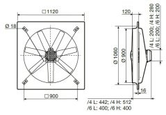 Nástěnný axiální ventilátor HCFT/6-900 L-X