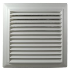 Hranatá větrací mřížka 200x200mm se síťkou a přírubou 150mm