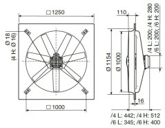 Nástěnný axiální ventilátor HCFT/4-1000 L-X