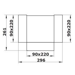 Plochá plastová odbočka T 90x220 - výprodej