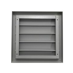 Kovová hranatá mřížka 485x485mm se samotížnou plastovou žaluzií bez příruby - šedá