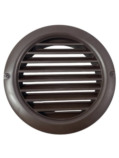 Kruhová větrací mřížka 100 mm s přírubou, hnědá
