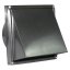 Nerezová hranatá mřížka 137x137mm se stříškou, klapkou a přírubou 100mm