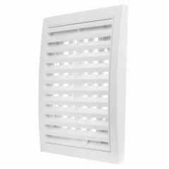 Hranatá větrací mřížka 150x150mm se síťkou, regulací a přírubou 100mm