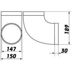 Kruhové plastové koleno 150/90