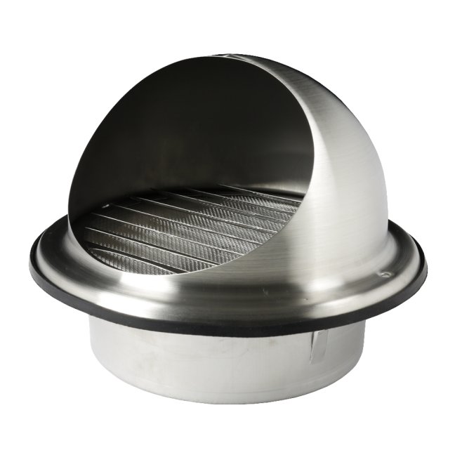 Nerezová kruhová mřížka 150mm s přírubou a stříškou