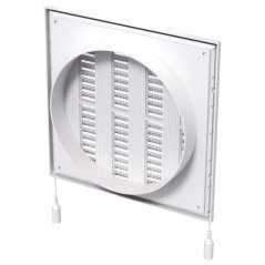 Hranatá větrací mřížka 154x154mm se síťkou proti hmyzu a regulací - s přírubou 100mm
