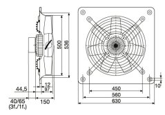 Nástěnný axiální ventilátor HCFB/4-500 H